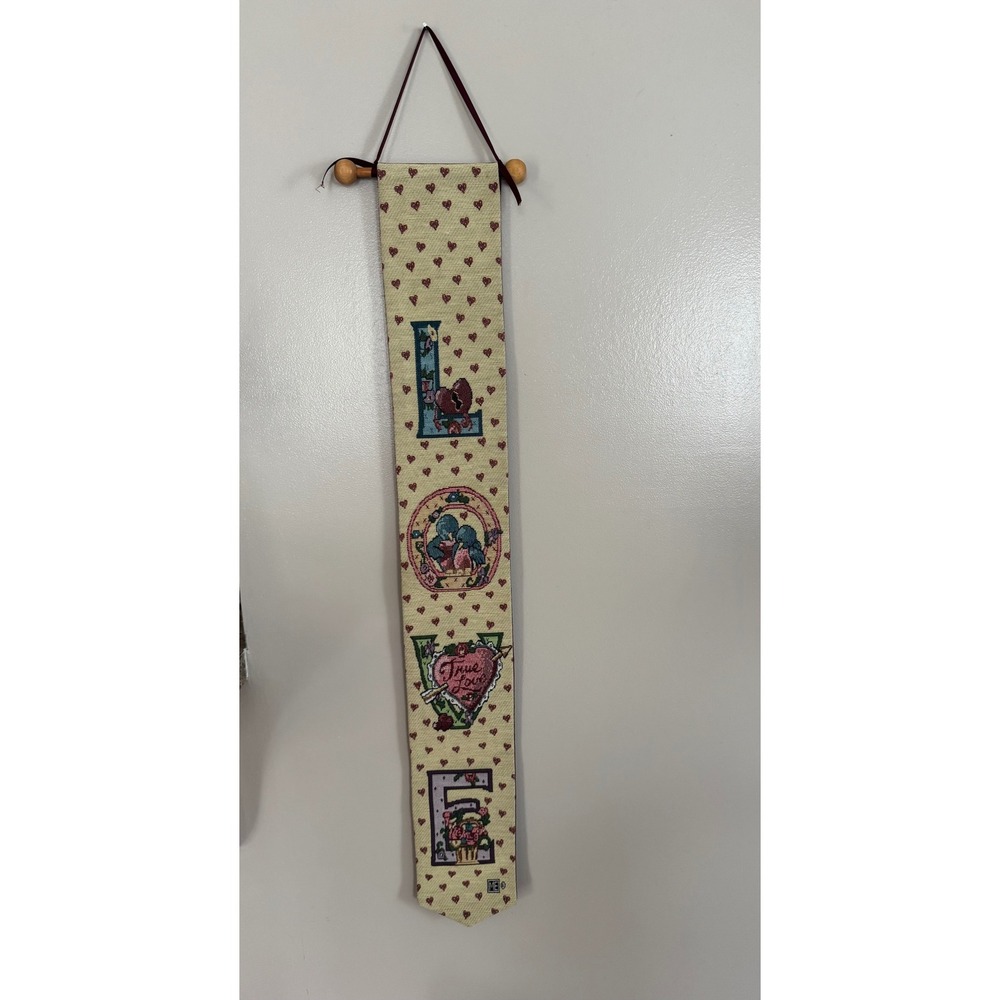 Mary Engelbreit LOVE Tapestry Bell Pull Wall Hanging Hearts Birds 36 Inch